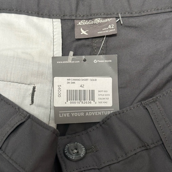 Men's Eddie Bauer 42 XL Camano Chino Khakis Shorts Gray Durable Twill Cotton New - Picture 8 of 10